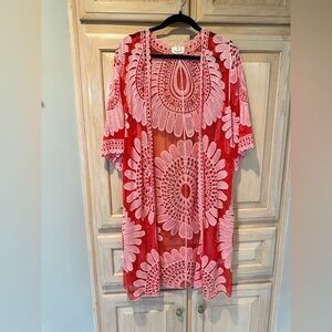 Elegant Red and Pink Maxi Dress